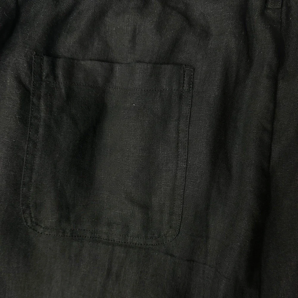 Quince Women's 100% European Linen Elastic Waist Pull On Casual Pants‎ Black XL